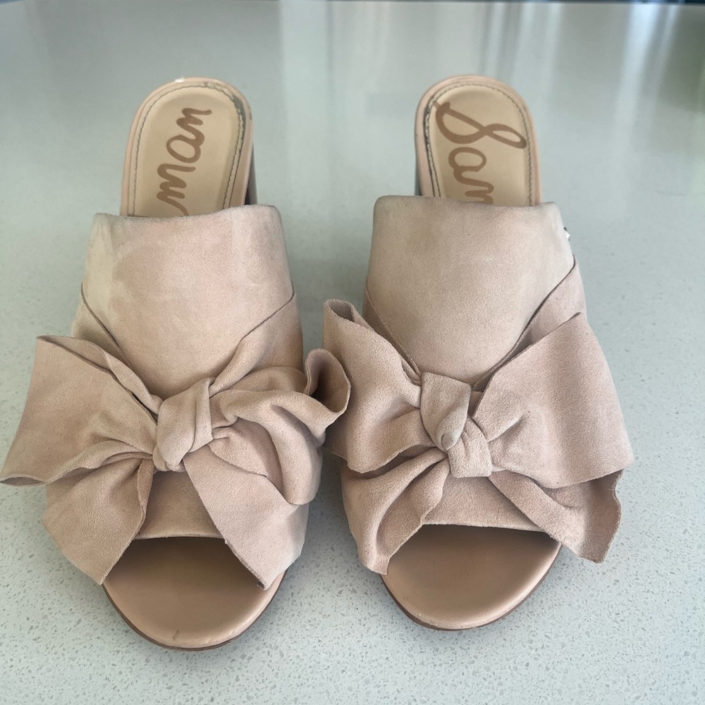 Sam Edelman 9.5 yumi nude suede bow heel